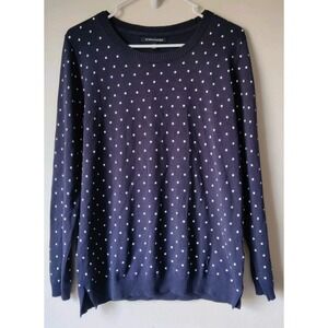 41 Hawthorn Navy Blue Aubree Fine Gauge Crewneck Sweater‎ Polka Dots Size Medium